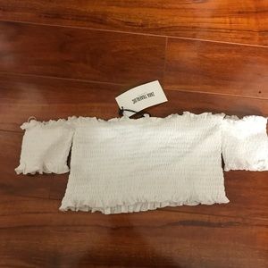 Zara off the shoulder crop top white size S
